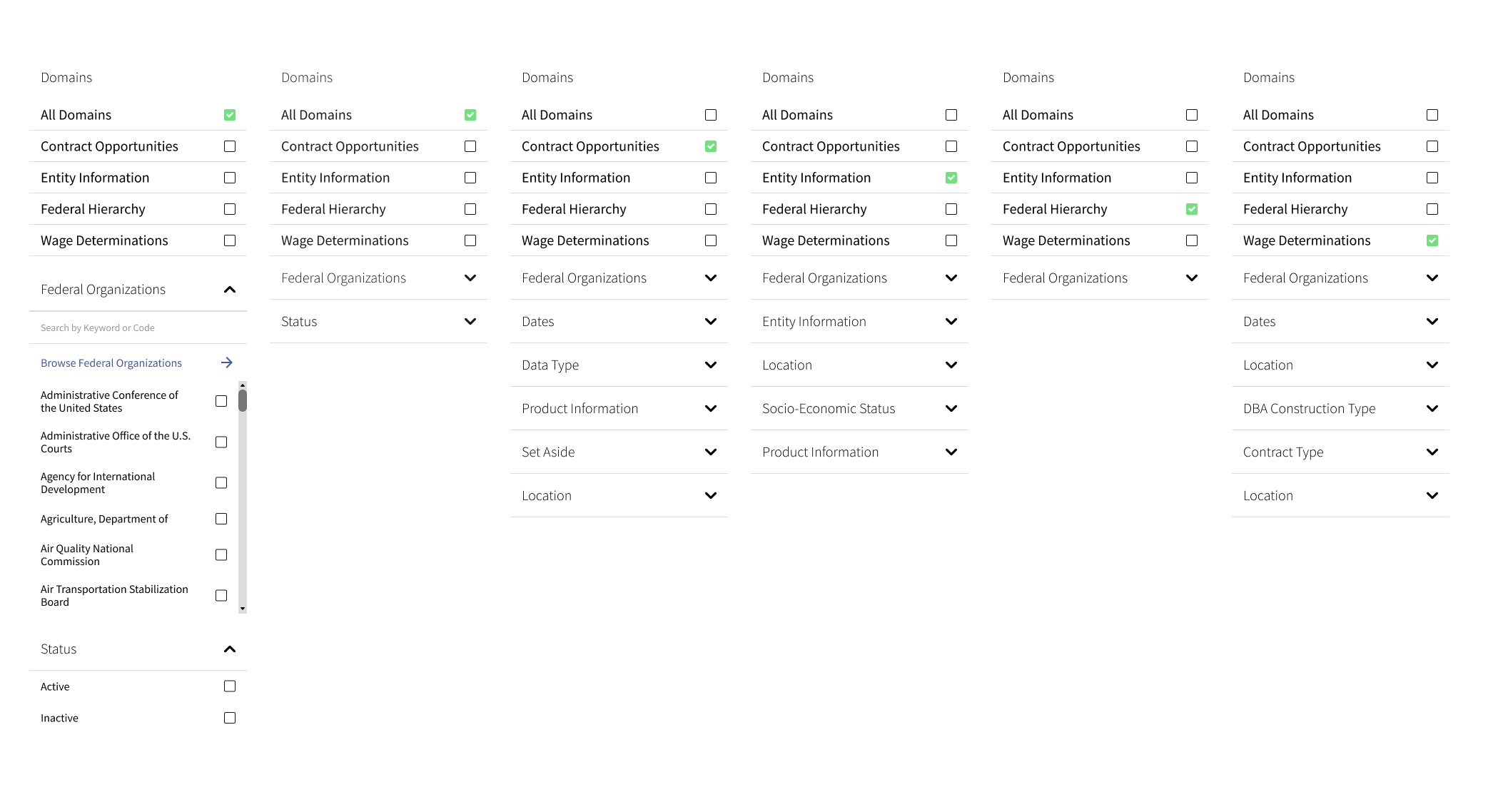 Redesigned filter panel